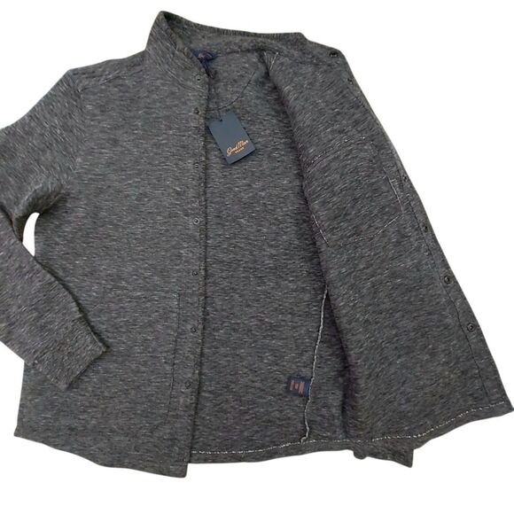 Good Man Quilted Jacket Mens Large Heathered Gray Snap Mock Neck Cotton Casual - Picture 5 of 12